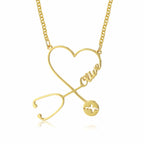 Custom Name Doctor Stethoscope Necklace – 24K Gold Plated Gift