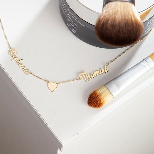 24K Gold Plated Customized Couple Name Necklace with Heart