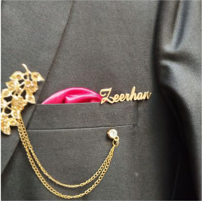24K Gold Plated Customized Name Coat Brooch Best for Gift