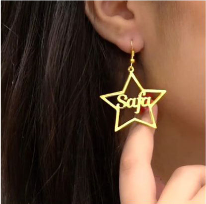 24K Gold Plated Customized Name Earrings Best for Gift