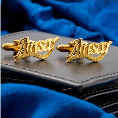 24K Gold Plated Customized Name Cufflinks Best for Gift